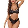 image:imageAvidlove Lace Scallop Lingerie Set for Women Wireless Strappy Ruffle Bra and Panty SetsBlack
