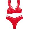 image:imageAvidlove Lace Scallop Lingerie Set for Women Wireless Strappy Ruffle Bra and Panty SetsRed