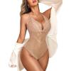 image:imageAvidlove Sexy Lingerie for Women Deep V Lace Bodysuit Snap Crotch One Piece Teddy XS4XLLight Khaki