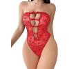 image:imageAvidlove Women Sexy Lingeries Deep V Teddy Lingerie Lace Bodysuit Hollow Out One Piece Mini BabydollCarmine Red