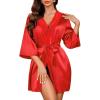 image:imageAvidlove Womens Kimono Robe Short Satin Pure Short Silky RobesCarmine Red