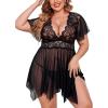 image:imageAvidlove Womens Plus Size Babydoll Floral Lace Lingerie Deep V Nighty Mesh SleepwearBlack