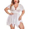 image:imageAvidlove Womens Plus Size Babydoll Floral Lace Lingerie Deep V Nighty Mesh SleepwearPure White