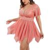 image:imageAvidlove Womens Plus Size Babydoll Floral Lace Lingerie Deep V Nighty Mesh SleepwearRose Pink