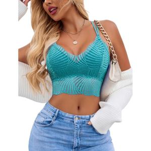 image:imageAvidlove Lace Bralette for Women V Neck Camisoles Racerback Adjustable Strap Crop TopApple Green