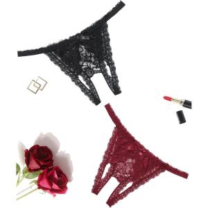 image:imageAvidlove Lace Panties for Women Sexy Underwear Low Rise Briefs Floral Lace Thong Panties 14 PackWine Redblack
