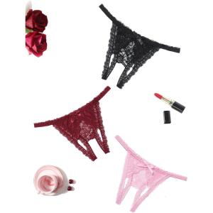 image:imageAvidlove Lace Panties for Women Sexy Underwear Low Rise Briefs Floral Lace Thong Panties 14 PackWine Redblackpink
