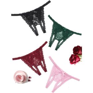 image:imageAvidlove Lace Panties for Women Sexy Underwear Low Rise Briefs Floral Lace Thong Panties 14 PackWine Redblackpinkgreen