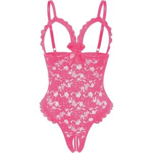 image:imageAvidlove One Piece Lingerie Sexy Teddy Ruffle V Neck Bodysuit Lace NightieRose Red