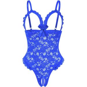 image:imageAvidlove One Piece Lingerie Sexy Teddy Ruffle V Neck Bodysuit Lace NightieRoyal Blue