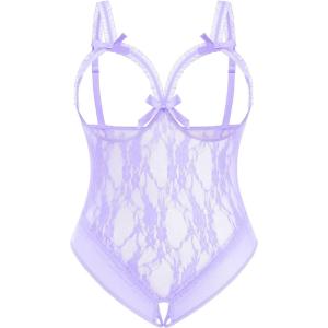 image:imageAvidlove Plus Size Lingerie Exotic Teddies Bodysuits One Piece Lace Babydoll SleepwearLilac