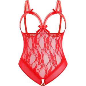 image:imageAvidlove Plus Size Lingerie Exotic Teddies Bodysuits One Piece Lace Babydoll SleepwearRed