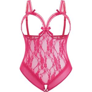 image:imageAvidlove Plus Size Lingerie Exotic Teddies Bodysuits One Piece Lace Babydoll SleepwearRose Red