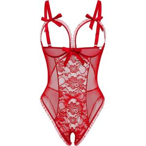 image:imageAvidlove Sexy Lingerie for Women One Piece Lace Babydoll Sleepwear BodysuitRed