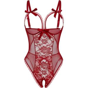 image:imageAvidlove Sexy Lingerie for Women One Piece Lace Babydoll Sleepwear BodysuitWine Red