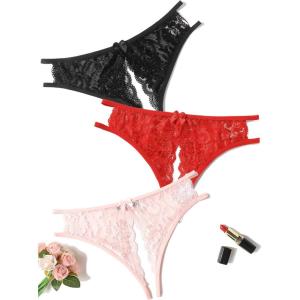 image:imageAvidlove Women Lace Panties Sexy Underwear Floral Lace Briefs with Cute Bow CenterMulticolor83 Pack