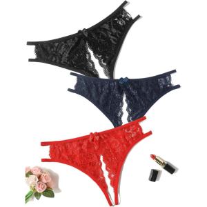 image:imageAvidlove Women Lace Panties Sexy Underwear Floral Lace Briefs with Cute Bow CenterMulticolor93 Pack