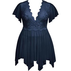 image:imageAvidlove Womens Plus Size Babydoll Floral Lace Lingerie Deep V Nighty Mesh SleepwearNavy Blue