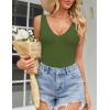 image:imageAvidlove Womens Sexy Plunge Deep V Neck Bodysuit Double Lined Sleeveless Thong Body Suit Leotard for Going Out TankArmy Green