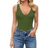 image:imageAvidlove Womens Sexy Plunge Deep V Neck Bodysuit Double Lined Sleeveless Thong Body Suit Leotard for Going Out TankArmy Green
