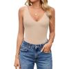 image:imageAvidlove Womens Sexy Plunge Deep V Neck Bodysuit Double Lined Sleeveless Thong Body Suit Leotard for Going Out TankLight Nude
