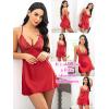 image:imageAvidlove Women Lingerie V Neck Sexy Nightwear Satin Sleepwear Lace Chemise Mini Babydoll NightgownA Red