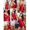 image:imageAvidlove Women Lingerie V Neck Sexy Nightwear Satin Sleepwear Lace Chemise Mini Babydoll NightgownA Red