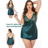 image:imageAvidlove Women Lingerie V Neck Sexy Nightwear Satin Sleepwear Lace Chemise Mini Babydoll NightgownB Dark Green