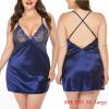 image:imageAvidlove Women Lingerie V Neck Sexy Nightwear Satin Sleepwear Lace Chemise Mini Babydoll NightgownB Navy Blue