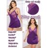 image:imageAvidlove Women Lingerie V Neck Sexy Nightwear Satin Sleepwear Lace Chemise Mini Babydoll NightgownB Purple