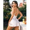 image:imageAvidlove Women Lingerie V Neck Sexy Nightwear Satin Sleepwear Lace Chemise Mini Babydoll NightgownB White