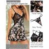 image:imageAvidlove Women Lingerie V Neck Sexy Nightwear Satin Sleepwear Lace Chemise Mini Babydoll NightgownBlack Floral