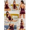 image:imageAvidlove Women Lingerie V Neck Sexy Nightwear Satin Sleepwear Lace Chemise Mini Babydoll NightgownDark Red