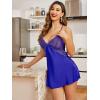 image:imageAvidlove Women Lingerie V Neck Sexy Nightwear Satin Sleepwear Lace Chemise Mini Babydoll NightgownRoyal Blue