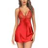 image:imageAvidlove Women Lingerie V Neck Sexy Nightwear Satin Sleepwear Lace Chemise Mini Babydoll NightgownScarlet