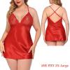 image:imageAvidlove Women Lingerie V Neck Sexy Nightwear Satin Sleepwear Lace Chemise Mini Babydoll NightgownScarlet