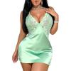 image:imageAvidlove Women Lingerie V Neck Sexy Nightwear Satin Sleepwear Lace Chemise Mini Babydoll NightgownIce Green