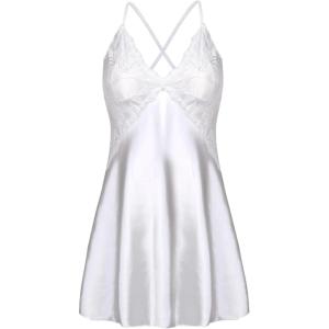 image:imageAvidlove Women Lingerie V Neck Sexy Nightwear Satin Sleepwear Lace Chemise Mini Babydoll NightgownWhite02
