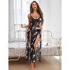 image:imageAvidlove Women Lingerie Lace Babydoll Chemise Sexy Mesh Nightdress V Neck Nightwear Side Split NightgownBlack Flower