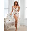image:imageAvidlove Women Lingerie Lace Babydoll Chemise Sexy Mesh Nightdress V Neck Nightwear Side Split NightgownWhite Flower