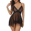 image:imageAvidlove Lingerie for Women Lace Babydoll Sleepwear Boudoir Outfits Plus Size Langeray XS5XLBlack Polka Dots