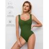 image:imageAvidlove Bodysuits for Women Sweetheart Neck Ruched Body Suit Seamless Double Lined Tank Top SlimmingArmy Green