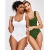 image:imageAvidlove Bodysuits for Women Sweetheart Neck Ruched Body Suit Seamless Double Lined Tank Top SlimmingArmy Green