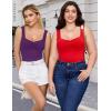 image:imageAvidlove Bodysuits for Women Sweetheart Neck Ruched Body Suit Seamless Double Lined Tank Top SlimmingPurple
