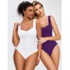 image:imageAvidlove Bodysuits for Women Sweetheart Neck Ruched Body Suit Seamless Double Lined Tank Top SlimmingPurple