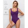 image:imageAvidlove Bodysuits for Women Sweetheart Neck Ruched Body Suit Seamless Double Lined Tank Top SlimmingPurple