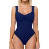 image:imageAvidlove Bodysuits for Women Sweetheart Neck Ruched Body Suit Seamless Double Lined Tank Top SlimmingNavy