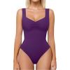 image:imageAvidlove Bodysuits for Women Sweetheart Neck Ruched Body Suit Seamless Double Lined Tank Top SlimmingPurple