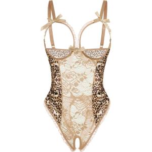 image:imageAvidlove Women One Piece Lingerie Sexy Lace Babydoll Mini BodysuitBrown Leopard