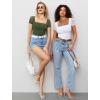 image:imageAvidlove Womens Short Sleeve Bodysuit Square Neck Sheer Mesh Bodysuit Leotard Ruched Thong Body Date Outfits Going Out TopsArmy Green